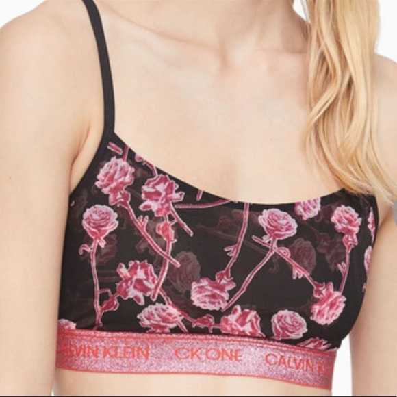 Calvin Klein Glitter Roses Bralette and Bikini Panties Set Large - Picture 7 of 14
